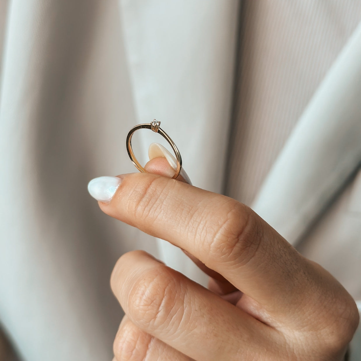 Pierścionek ze złota Timeless - Diament 0,03 CT - Indira