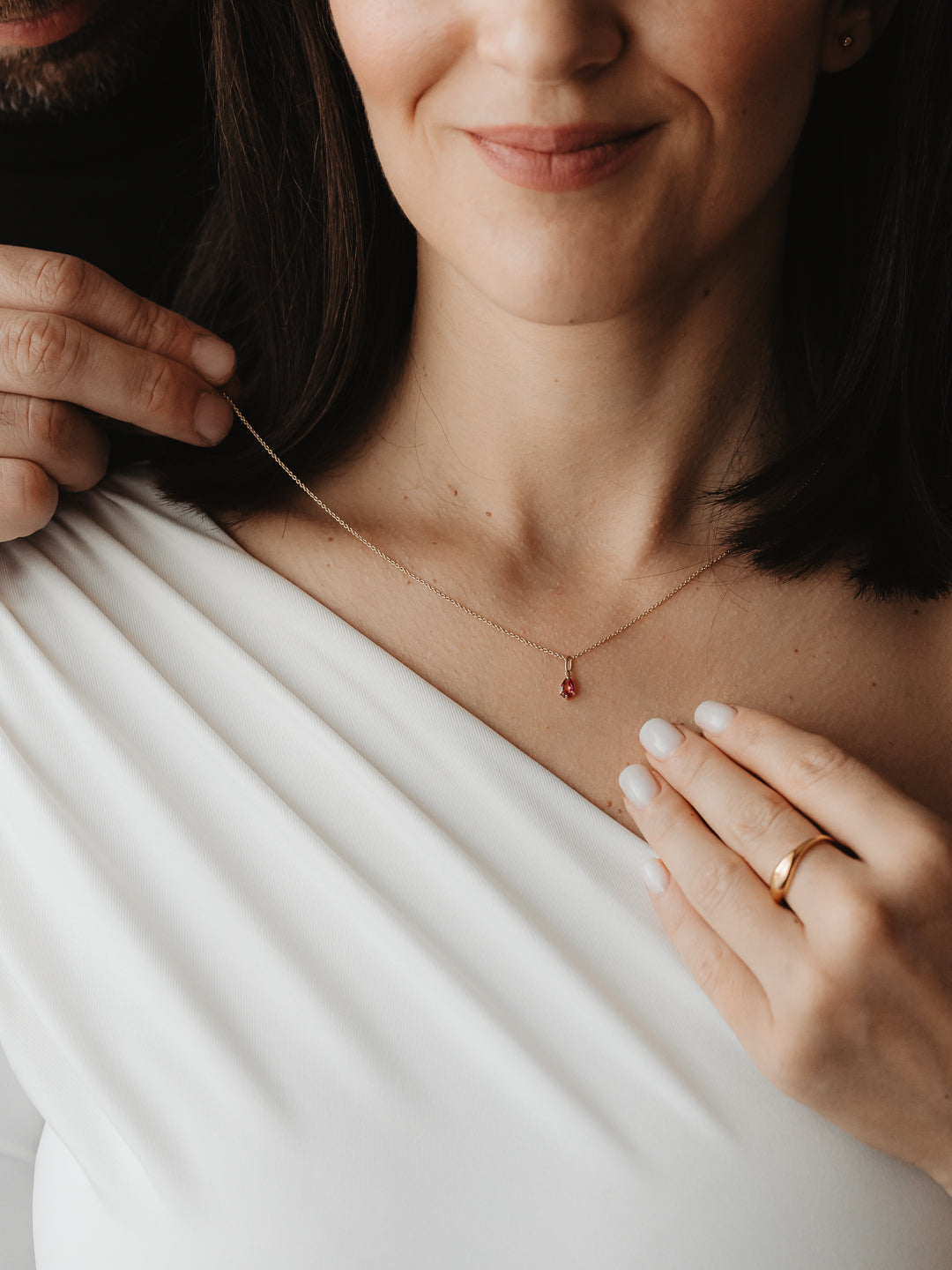 Zawieszka złota z kamieniem urodzenia październikowym – Różowy Topaz