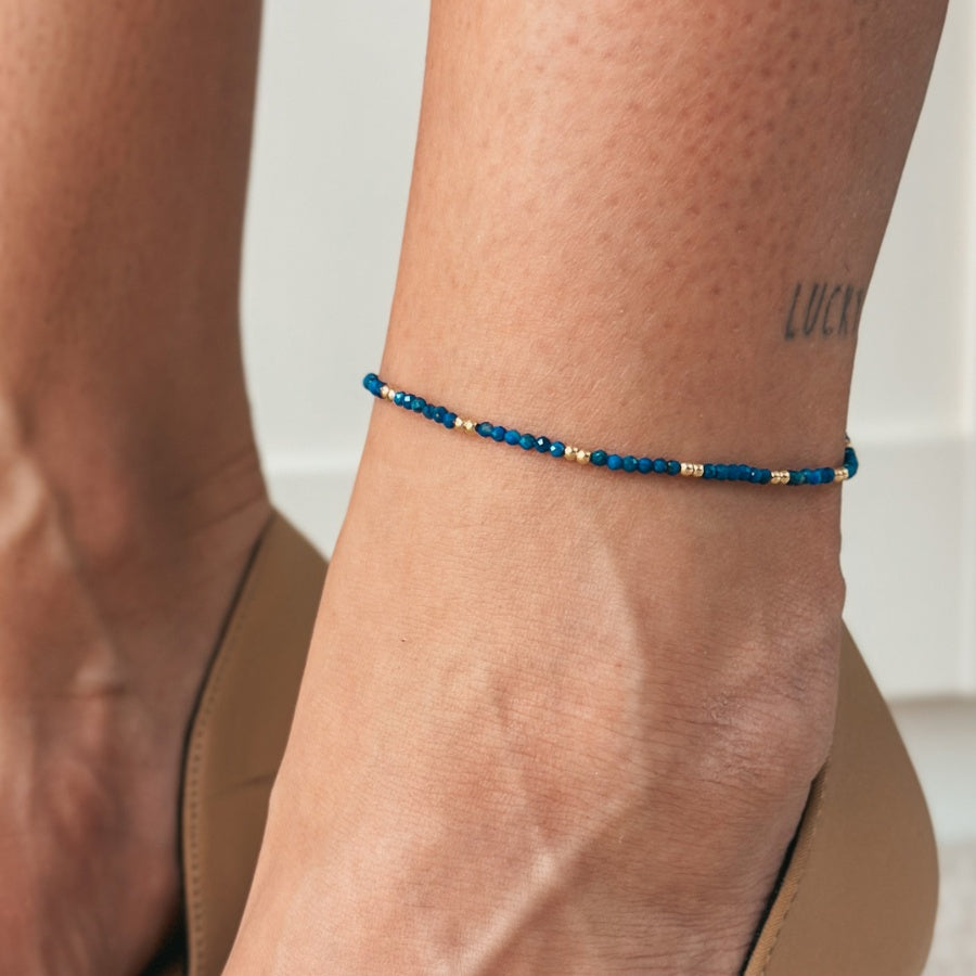 Srebrna bransoletka na kostkę SummerScape Golden – Lapis - Indira