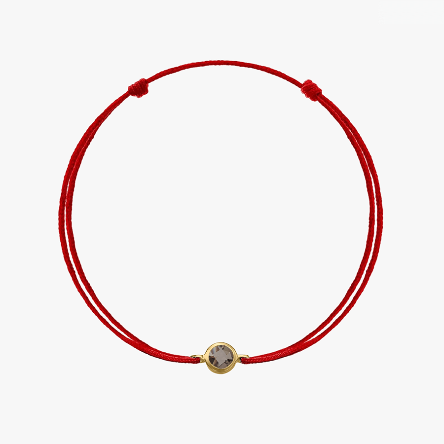 Bransoletka sznurkowa ze srebra Birthstone Golden Kwarc Dymny - Indira