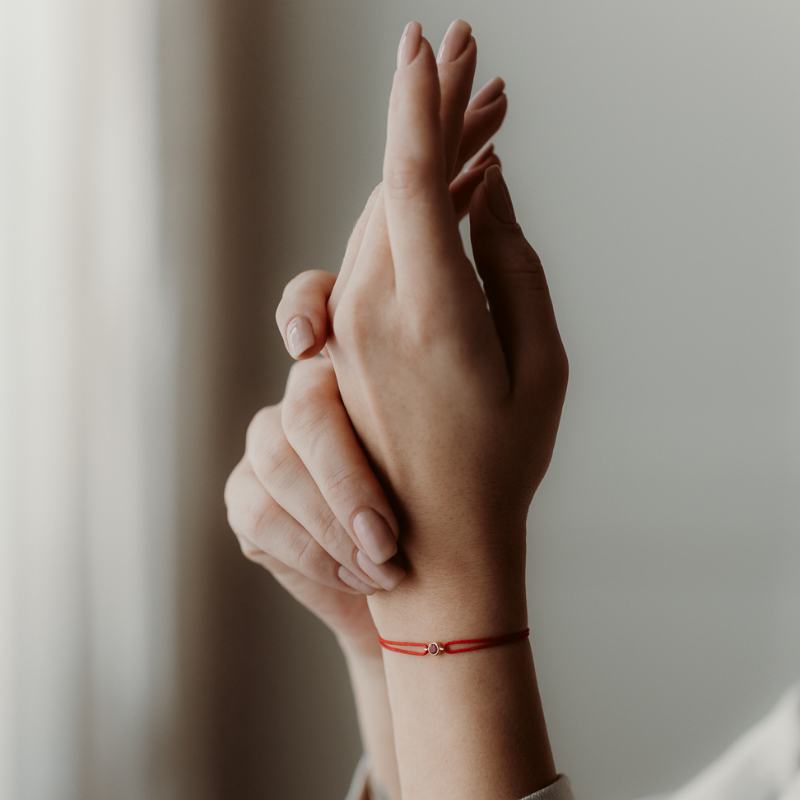 Bransoletka sznurkowa srebrna Birthstone Golden October - Opal - Indira