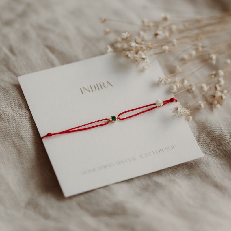 Bransoletka sznurkowa ze srebra Birthstone Golden August - Peridot - Indira