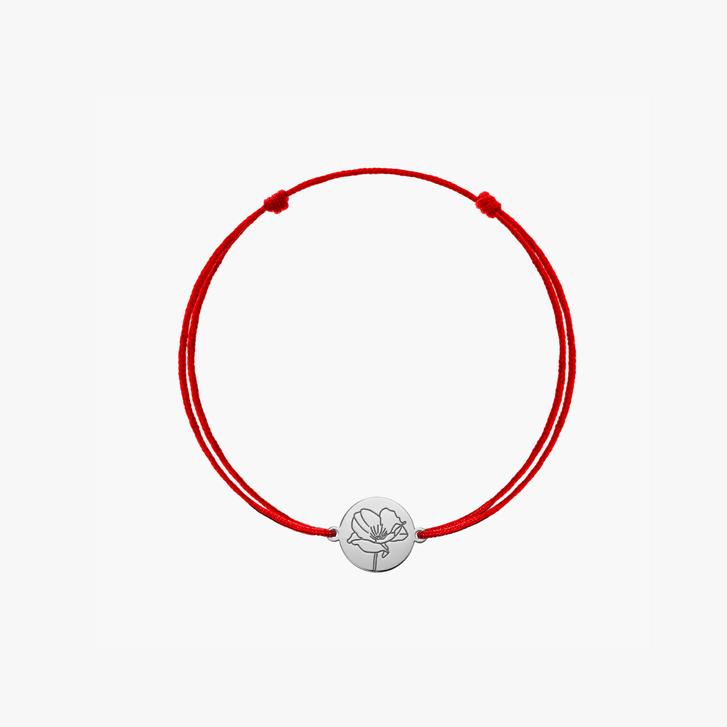 Bransoletka sznurkowa dla dzieci z białego złota Birth Flower - August Poppy - Indira