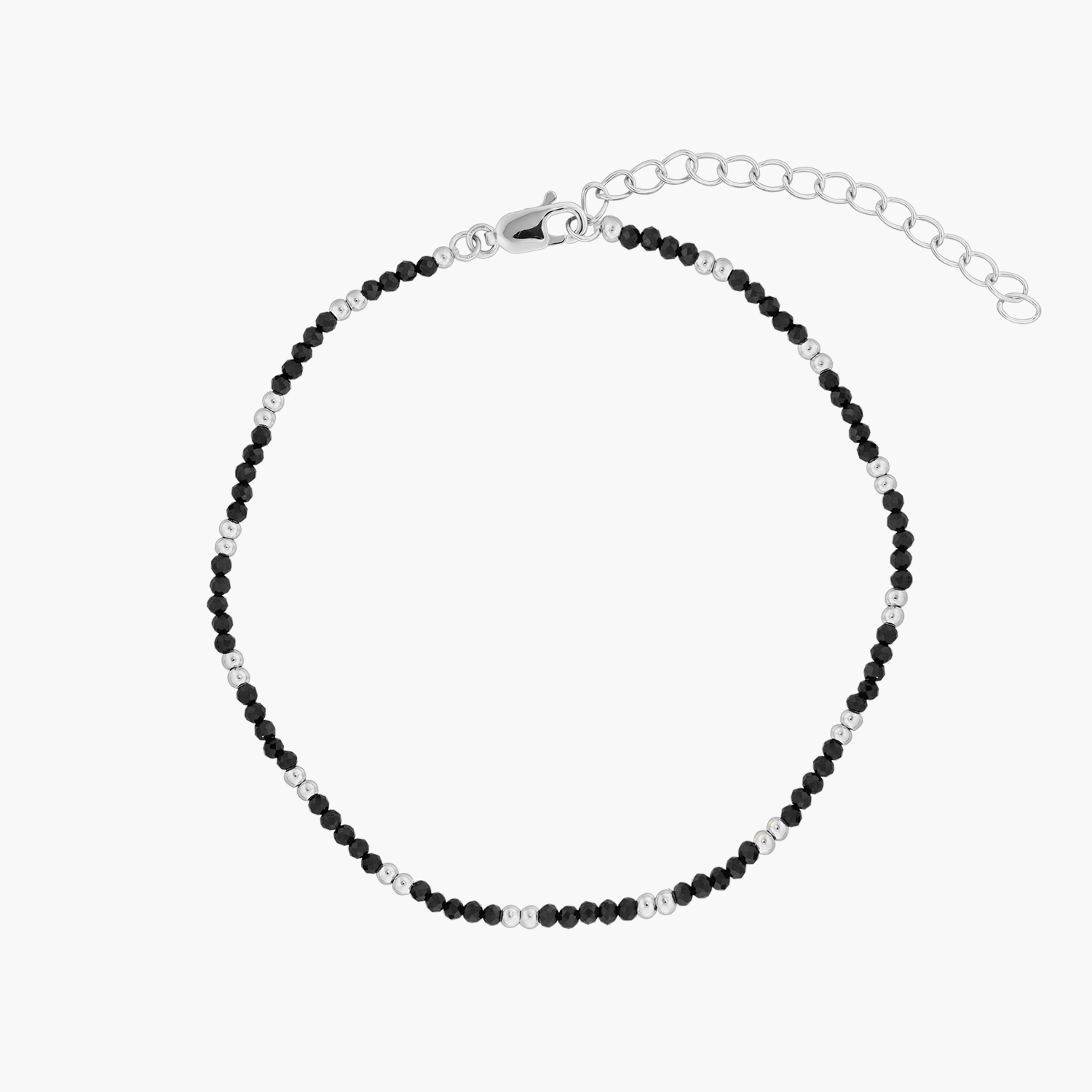 Srebrna bransoletka na kostkę Summerscape - Czarny Spinel - Indira