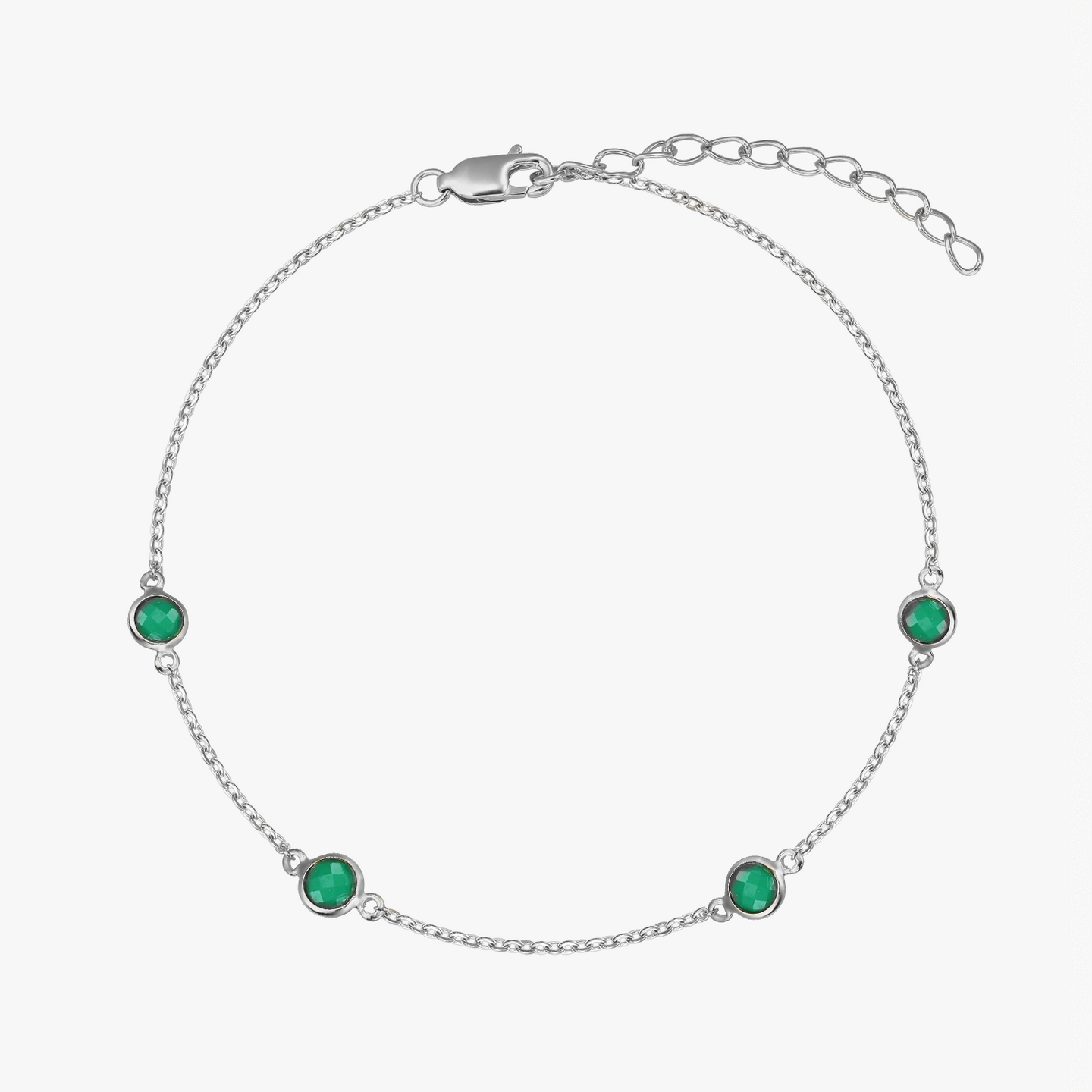 Bransoletka z srebra Birthstone May - Zielony Onyks - Indira