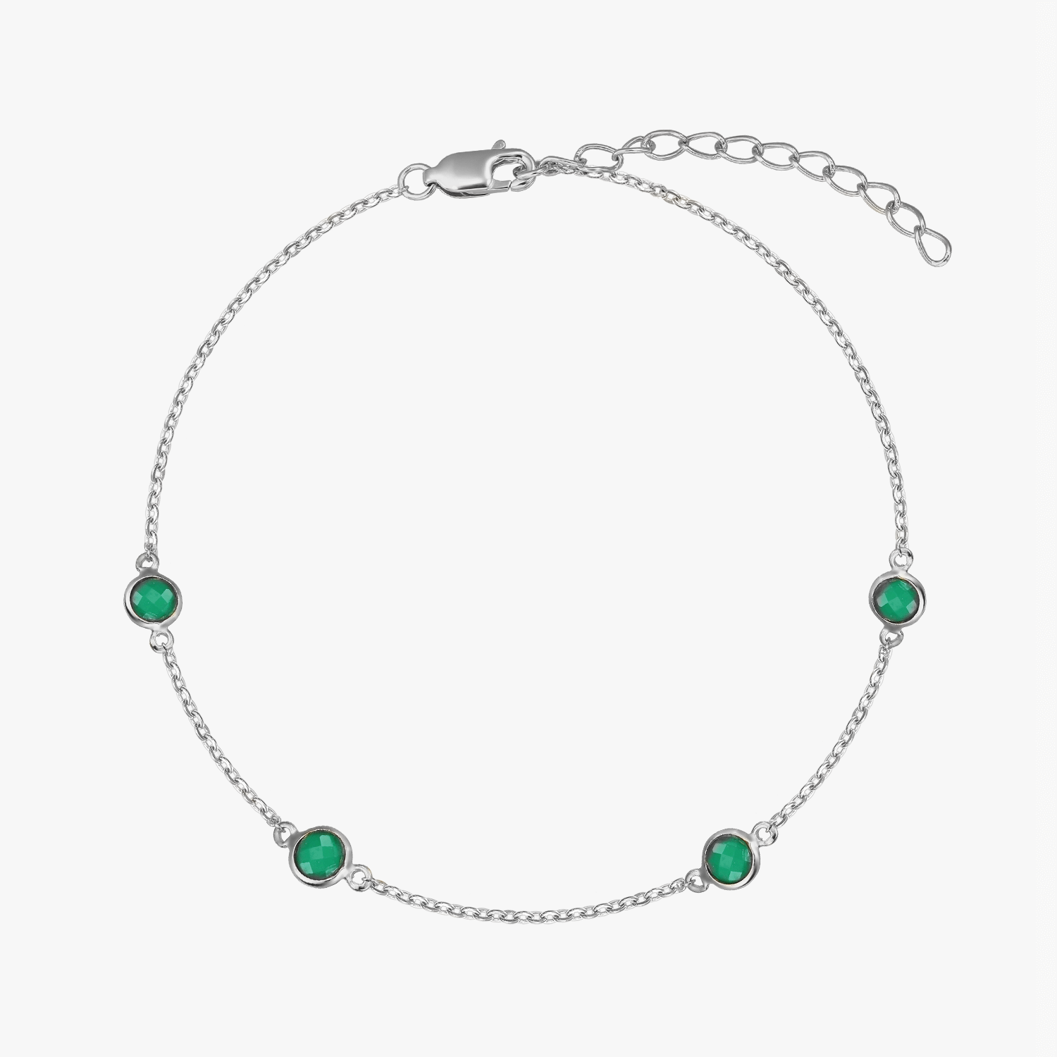 Bransoletka z srebra Birthstone May - Zielony Onyks - Indira