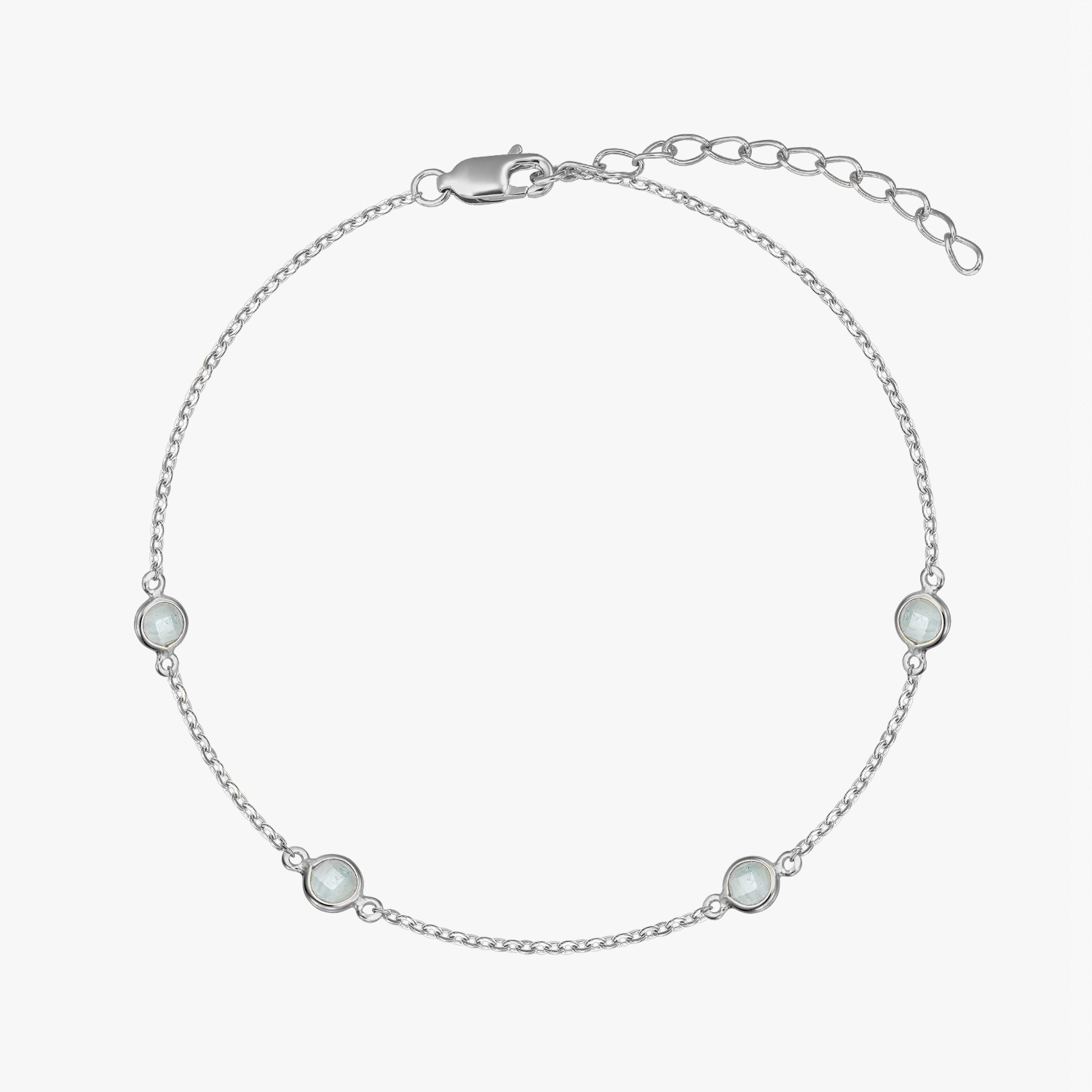 Srebrna bransoletka Birthstone March - Akwamaryn - Indira