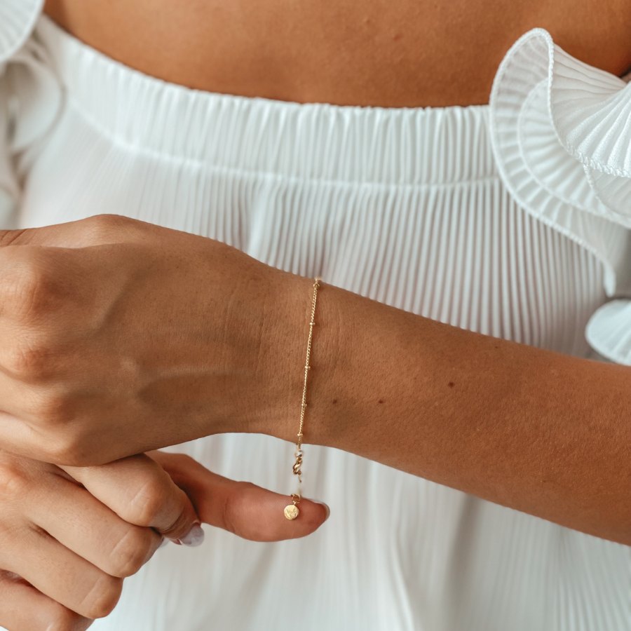 Srebrna bransoletka Golden Beaded - Indira