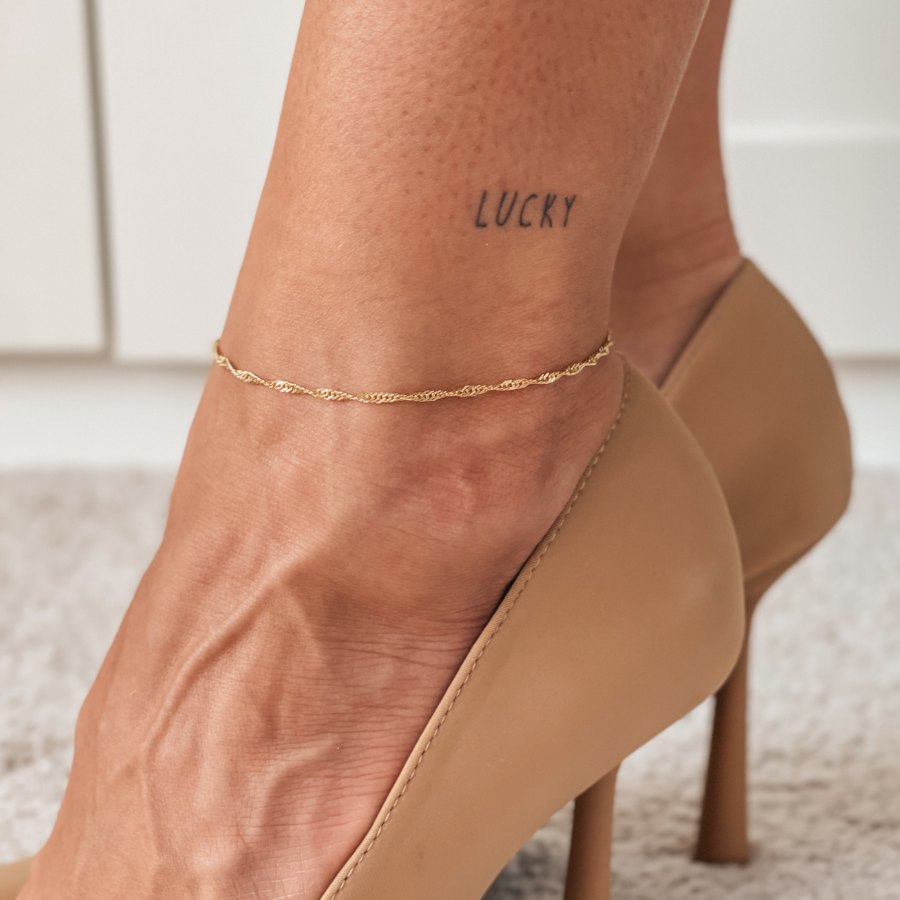 Srebrna bransoletka na kostkę Golden Singapore - Indira