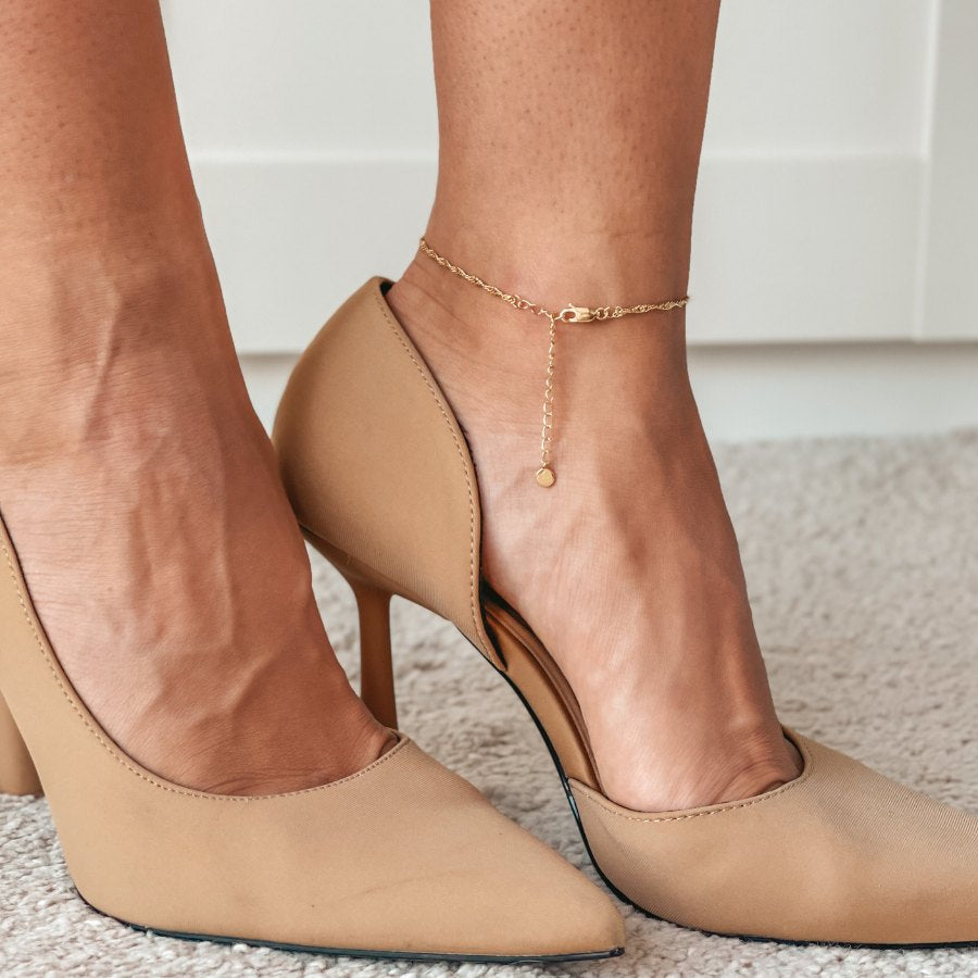 Srebrna bransoletka na nogę Golden Singapore - Indira