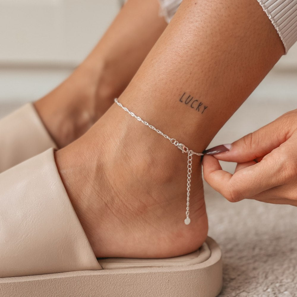 Srebrna bransoletka na kostkę Singapore - Indira