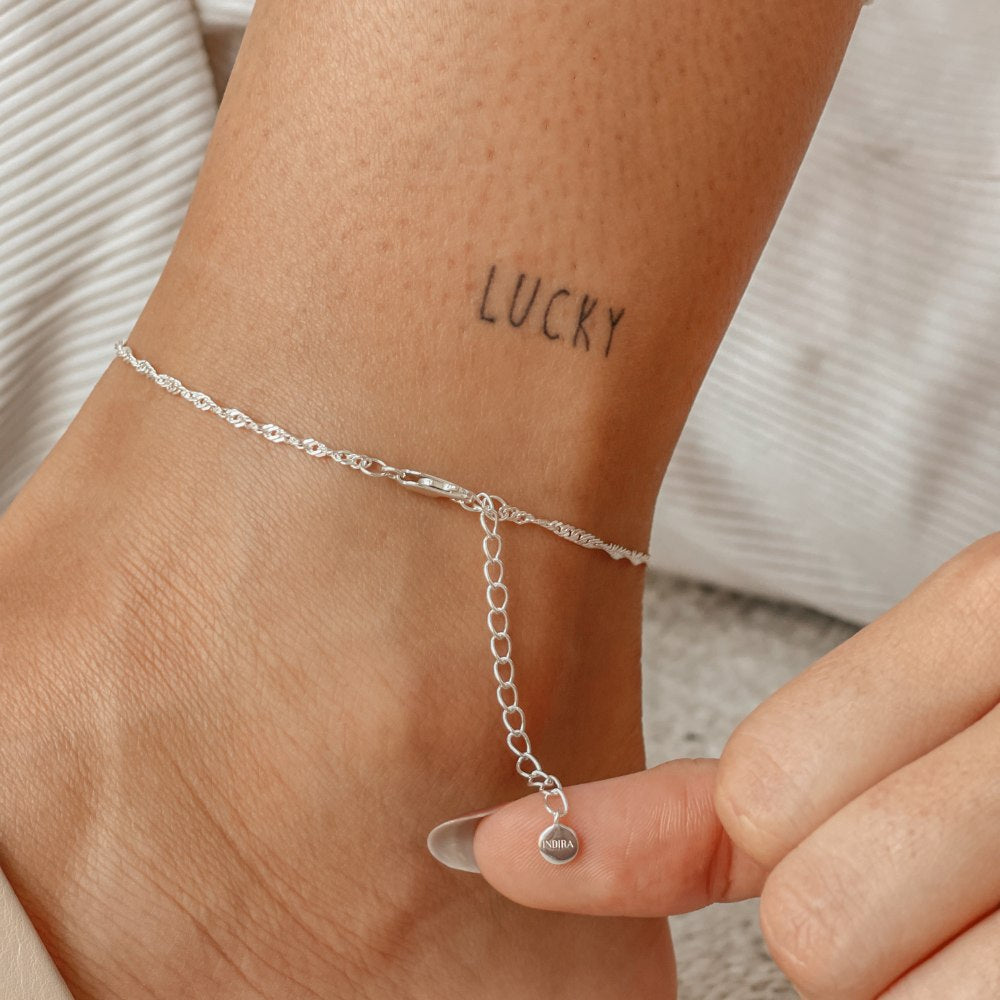 Srebrna bransoletka na kostkę Singapore - Indira