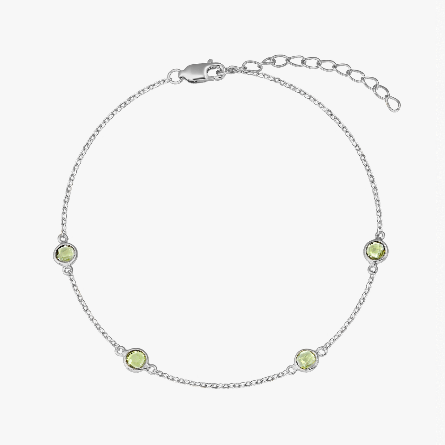 Srebrna bransoletka Birthstone August - Peridot - Indira