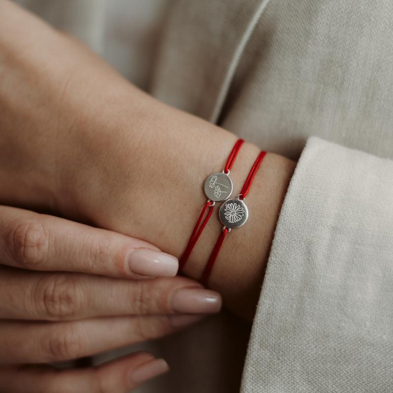 Bransoletka ze sznurka z białego złota Birth Flower - Luty Irys - Indira