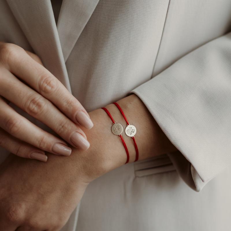 Srebrna bransoletka sznurek Golden Birth Flower - Luty Irys - Indira