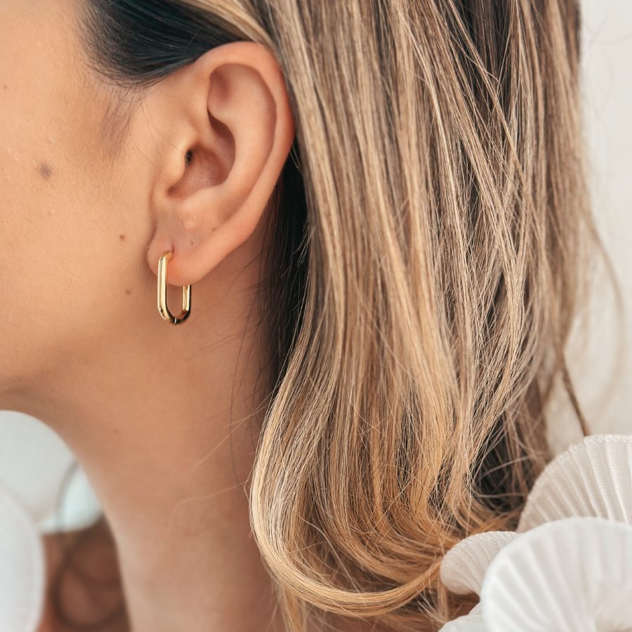 Kolczyki ze srebra Golden Square Hoops - Indira
