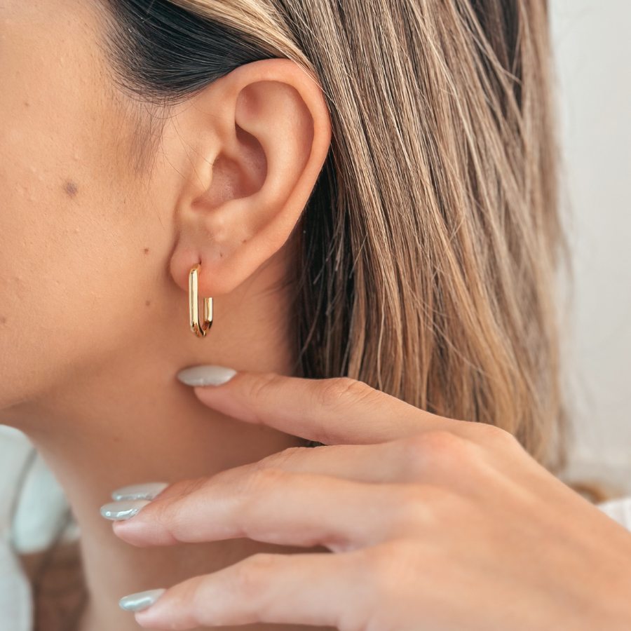Srebrne kolczyki Golden Square Hoops - Indira