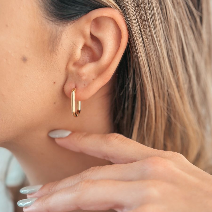 Kolczyki srebrne Golden Square Hoops - Indira