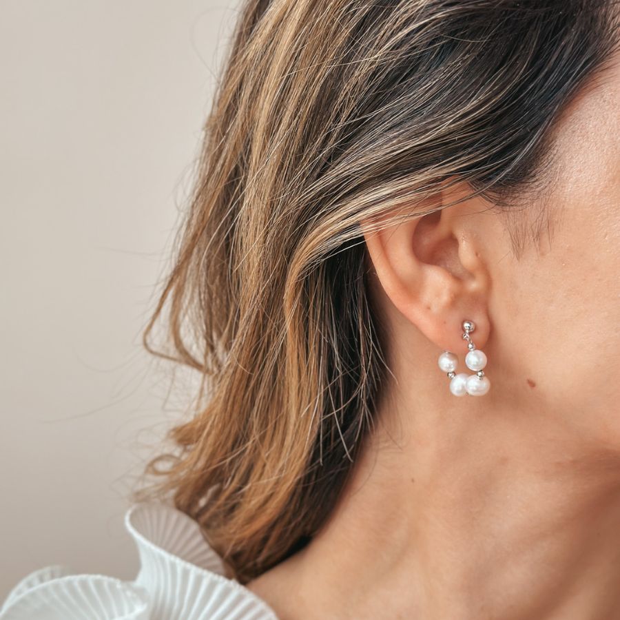 Kolczyki srebrne Cleo - Naturalna Perła - Indira