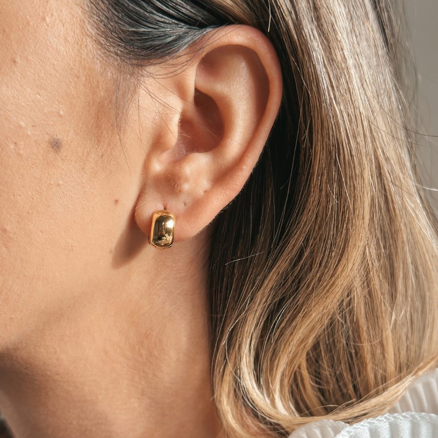Złote srebrne kolczyki Golden Bold Mini Hoops - Indira