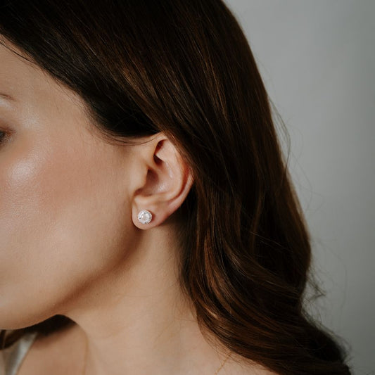 Srebrne kolczyki Keira - Różowy Kwarc - Indira