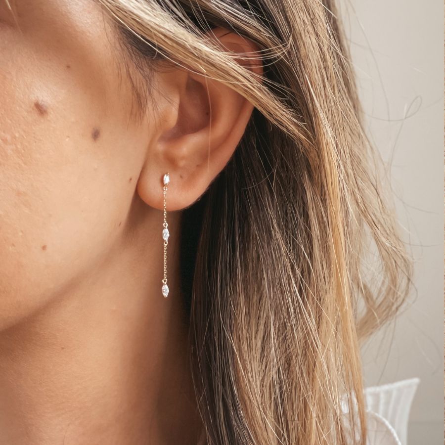 Kolczyki złote Crystal Drops - Cyrkonia - Indira
