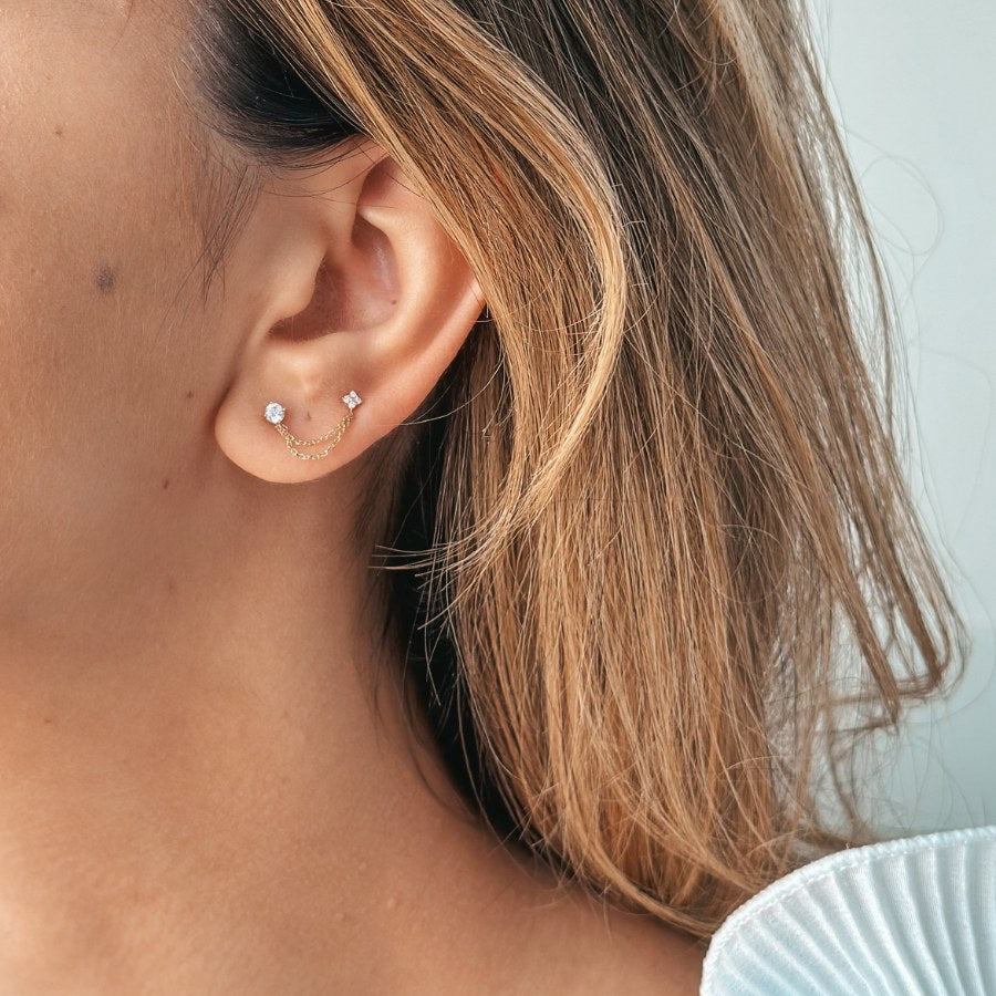 Kolczyki złote Double Chained Stones - Indira