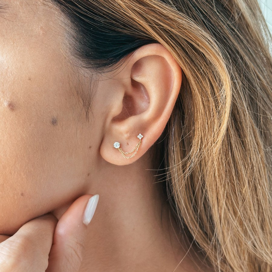 Kolczyki złote Double Chained Stones - Indira