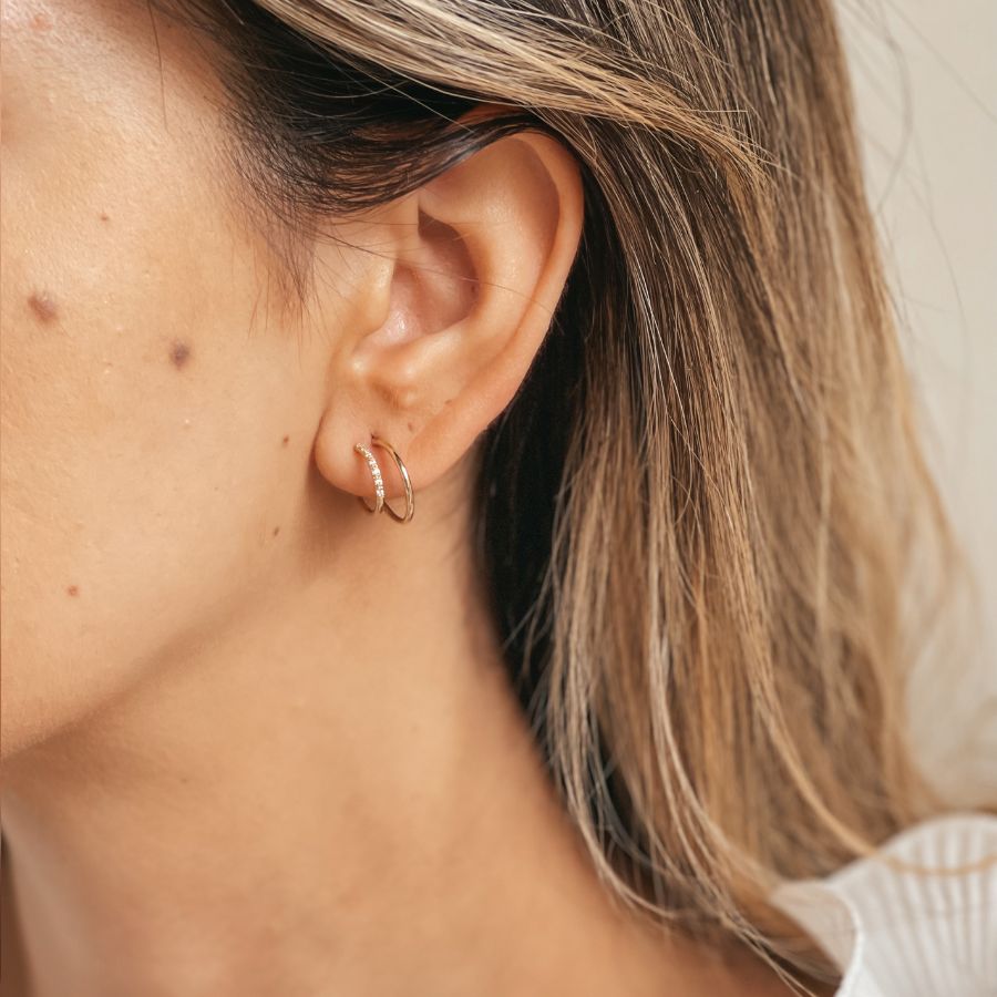 Złote kolczyki Double Hoops - Indira
