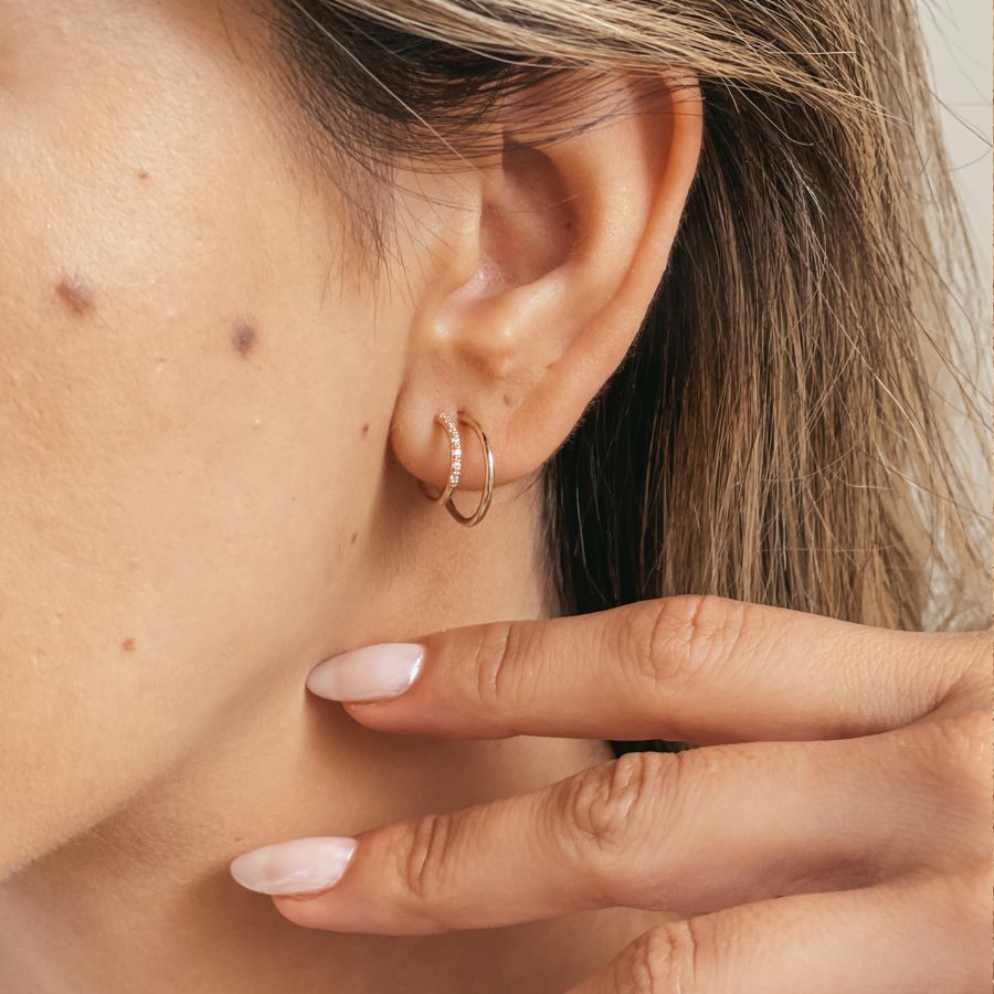 Złote kolczyki Double Hoops - Indira