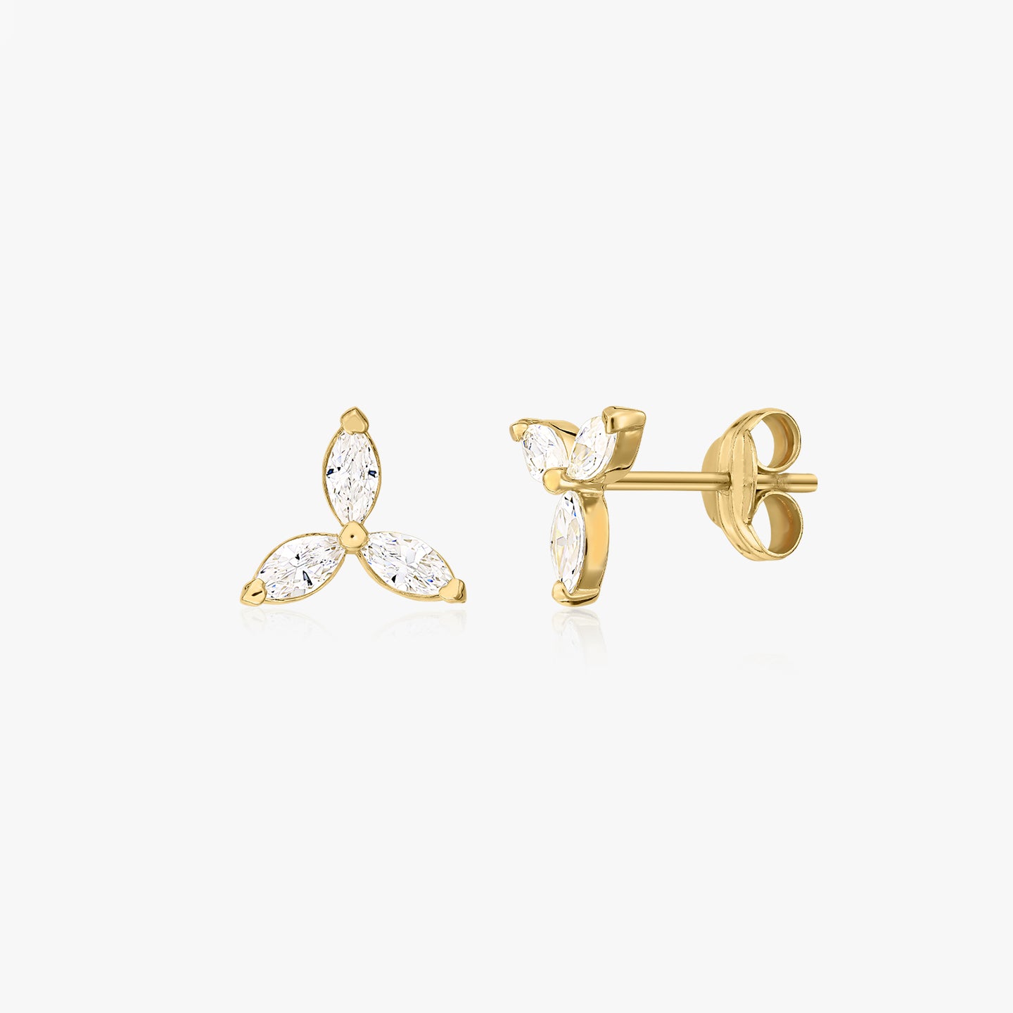 Kolczyki złote Flower Studs - Cyrkonia - Indira