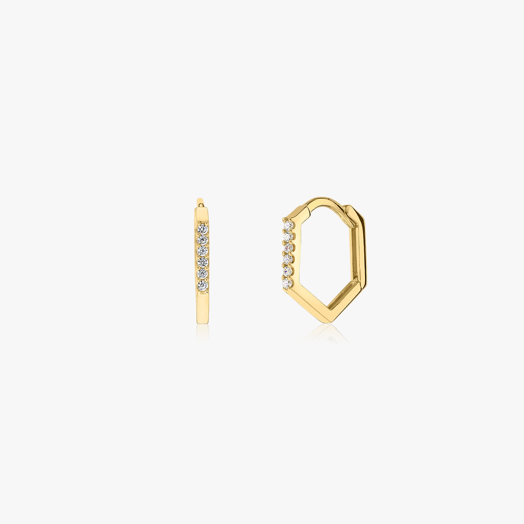 Złote kolczyki Hexagon Hoops - Indira
