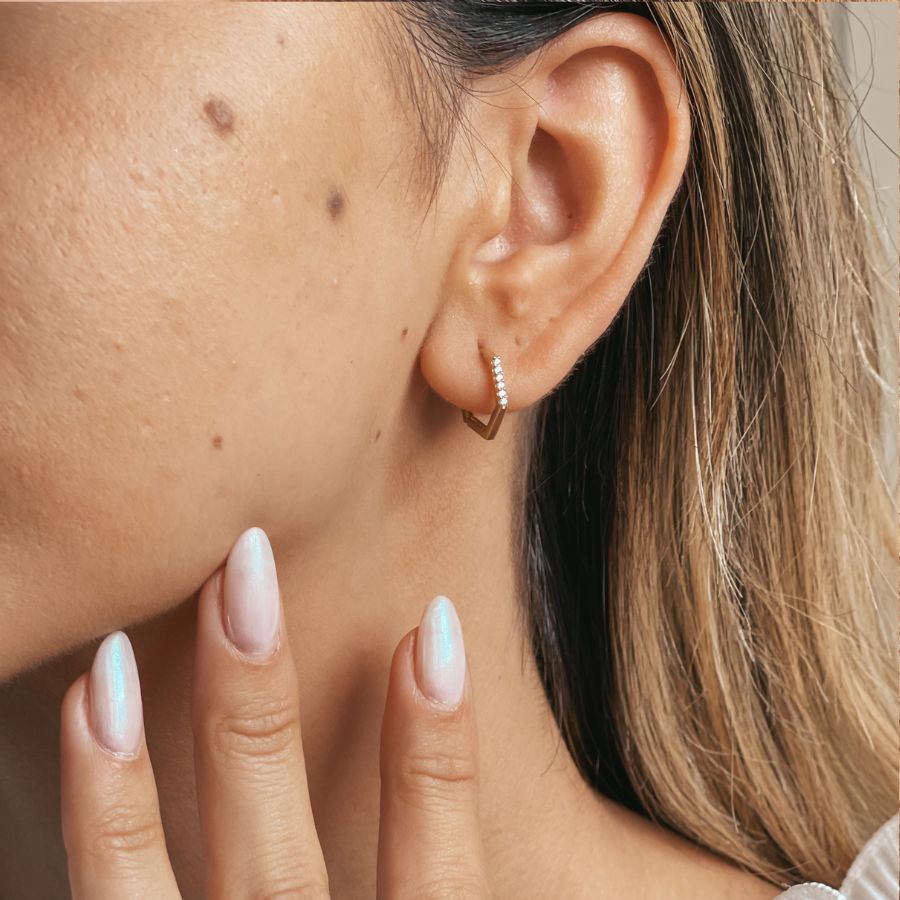 Kolczyki złote Hexagon Hoops - Indira