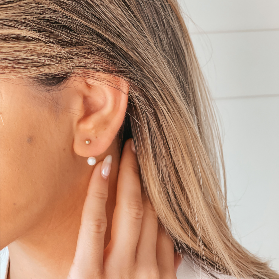 Kolczyki złote Pearl Ear Jacket - Naturalne perły - Indira