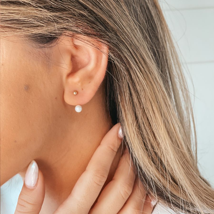 Kolczyki z perłą Pearl Ear Jacket - Naturalne perły - Indira