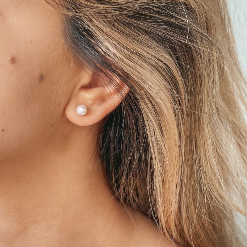 Złote kolczyki Pearl Studs - Indira