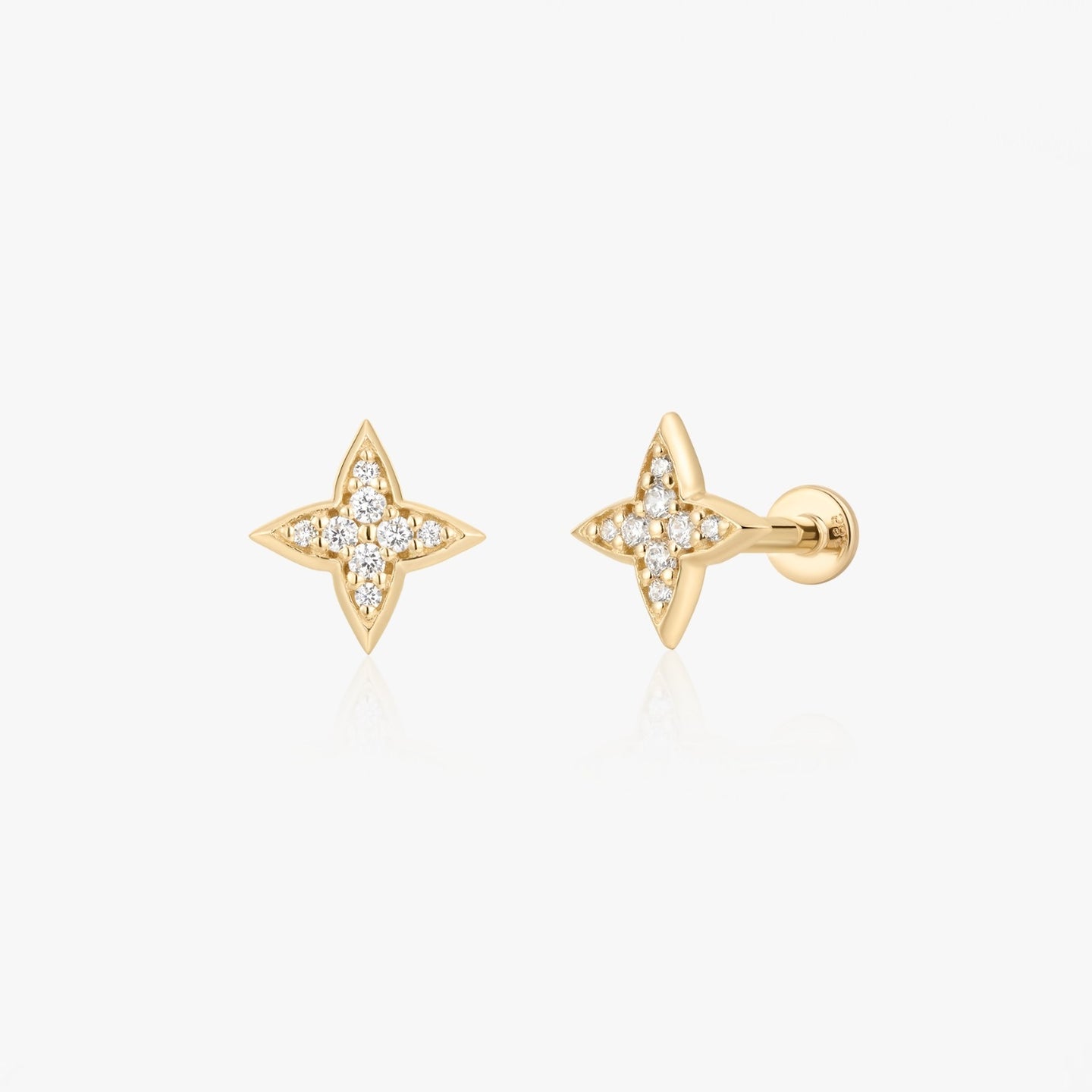 Kolczyki do Piercingu Złote Labret Shining Star - Cyrkonia