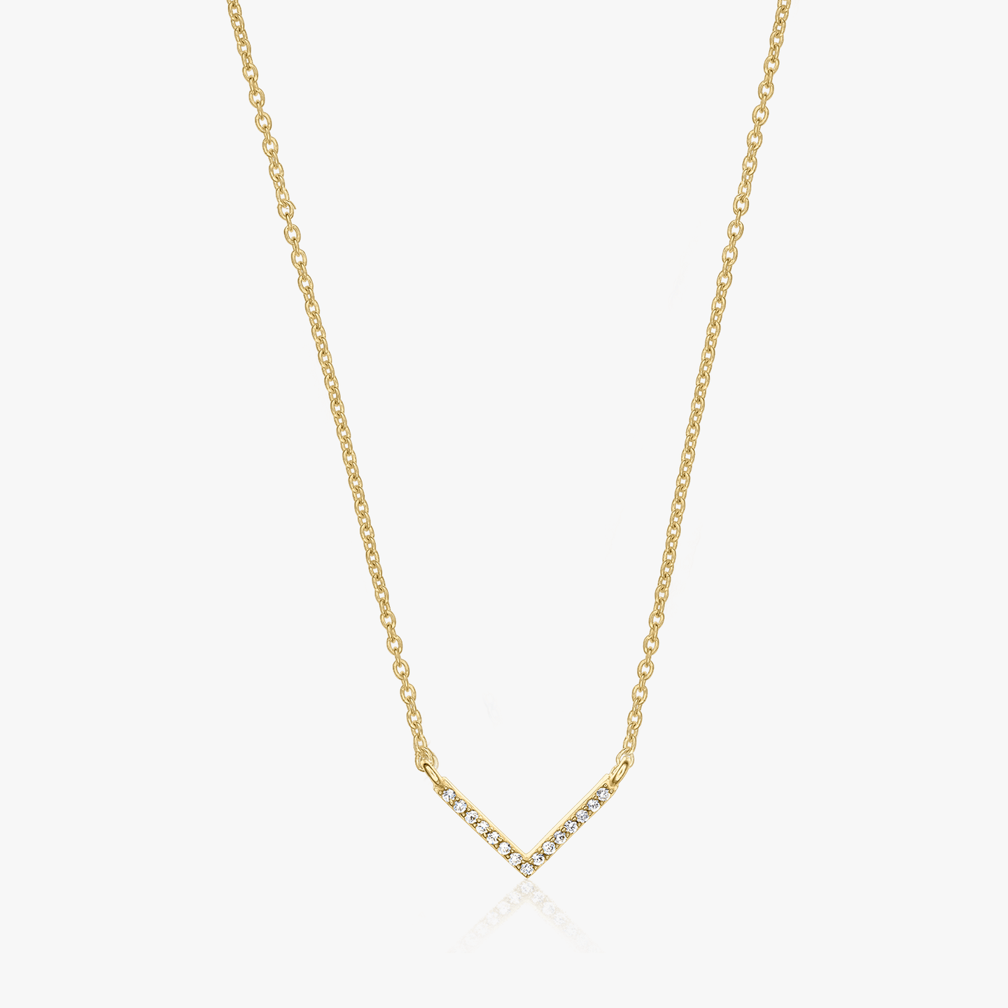 Naszyjnik ze srebra Golden V Neck - Cyrkonia - Indira