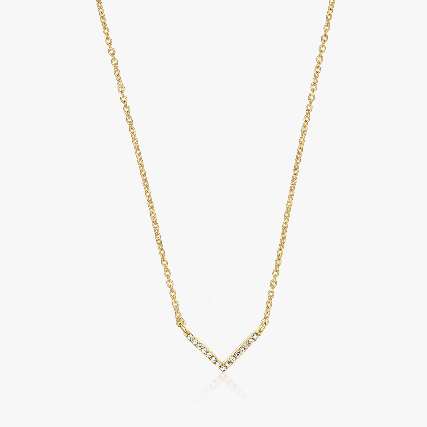 Naszyjnik ze srebra Golden V Neck - Cyrkonia - Indira