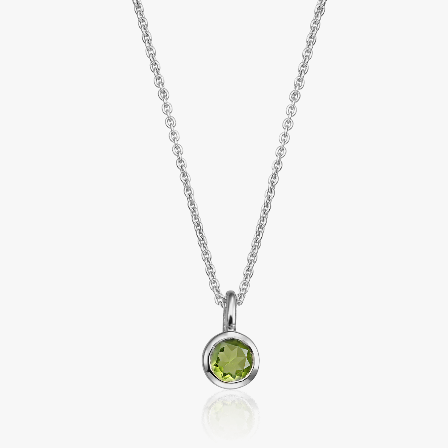 Naszyjnik srebrny Birthstone August – Peridot – Indira