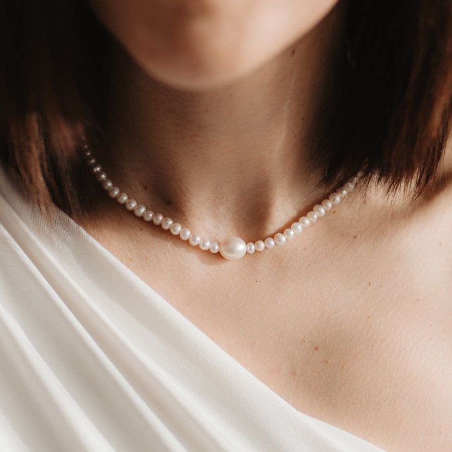 Naszyjnik srebrny Chanti - Perły hodowlane - Indira