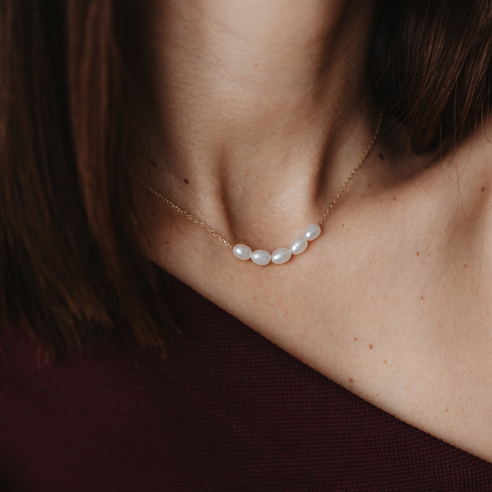 Naszyjnik ze srebra Golden Maia - Naturalne Perły - Indira