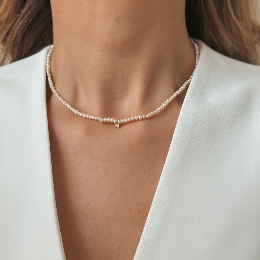 Naszyjnik srebrny Fairy - Perły hodowlane - Indira