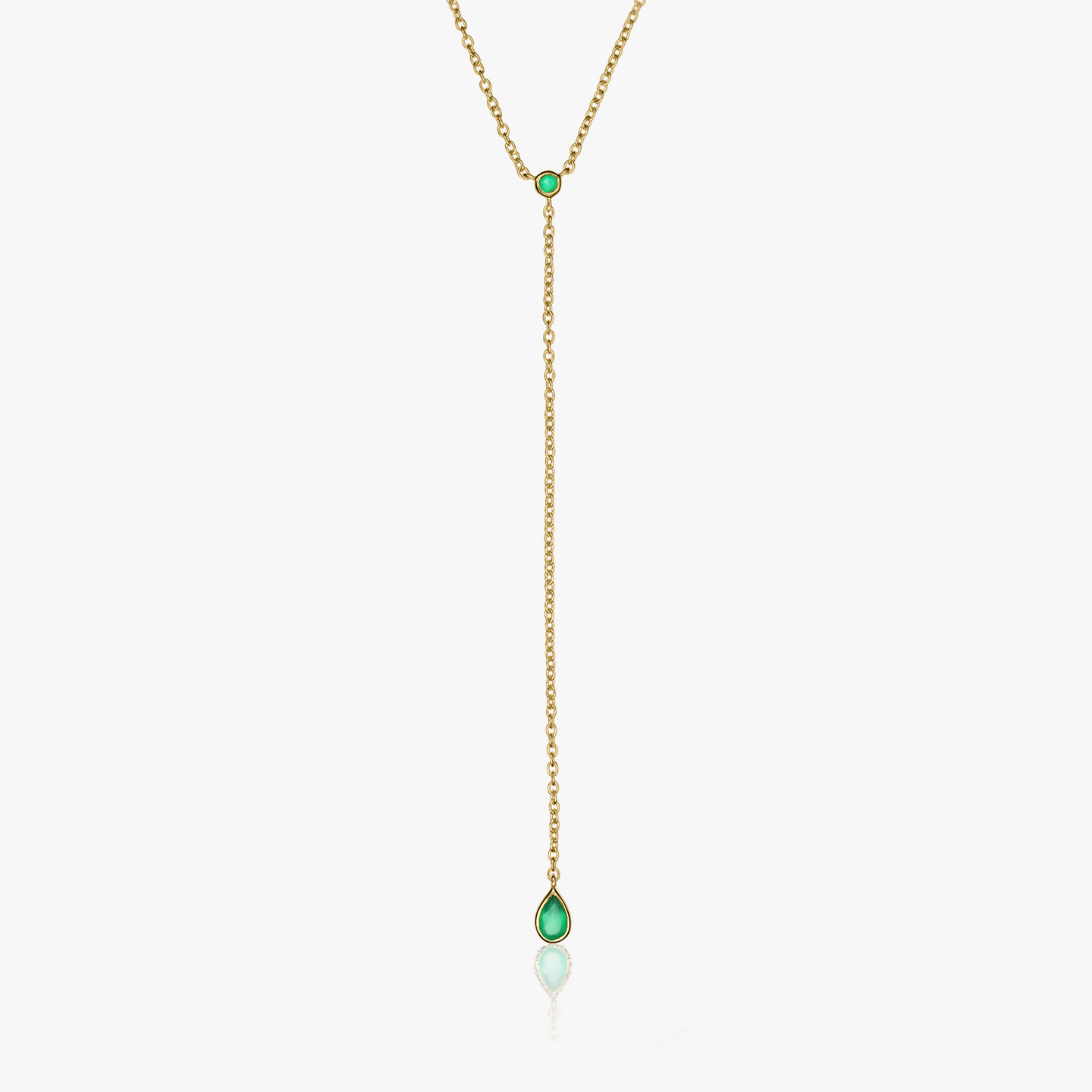 Srebrny naszyjnik Golden Lariat - Zielony Onyx - Indira