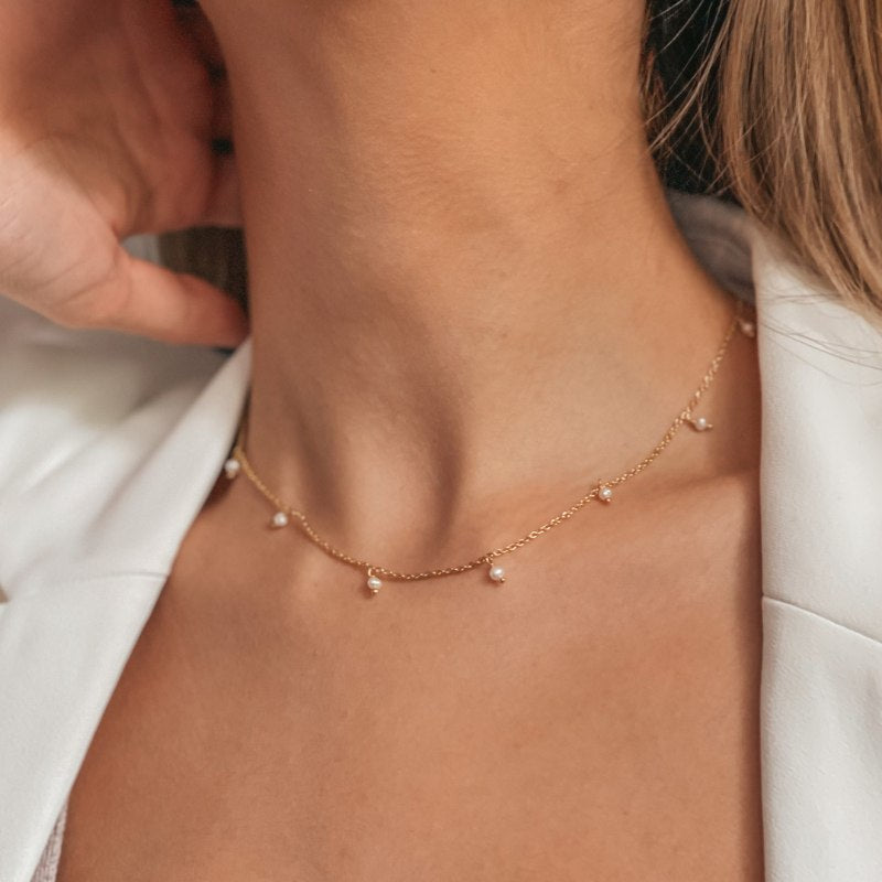 Srebrny naszyjnik Golden Margot - Naturalne Perły - Indira