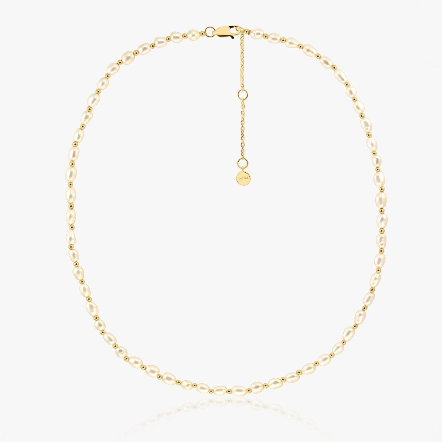 Colier din argint Golden Mini Cherie - Perle Naturale - Indira