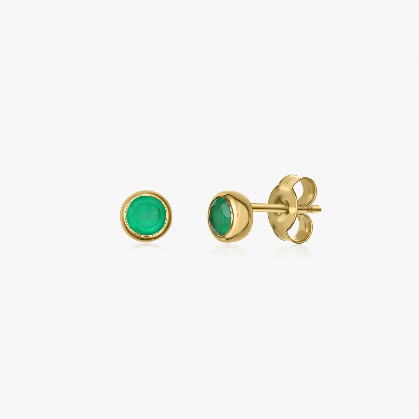 Kolczyki srebrne Birthstone Golden May - Zielony Onyks - Indira
