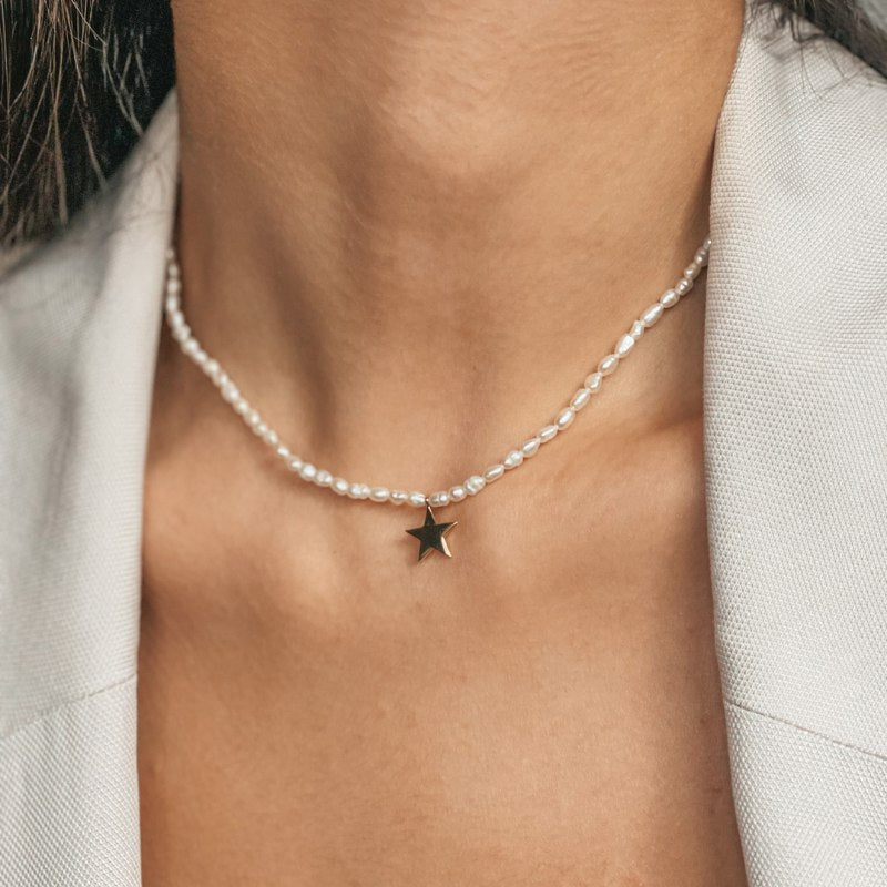 Naszyjnik ze złota Tiana Golden - Naturalne Perły - Indira