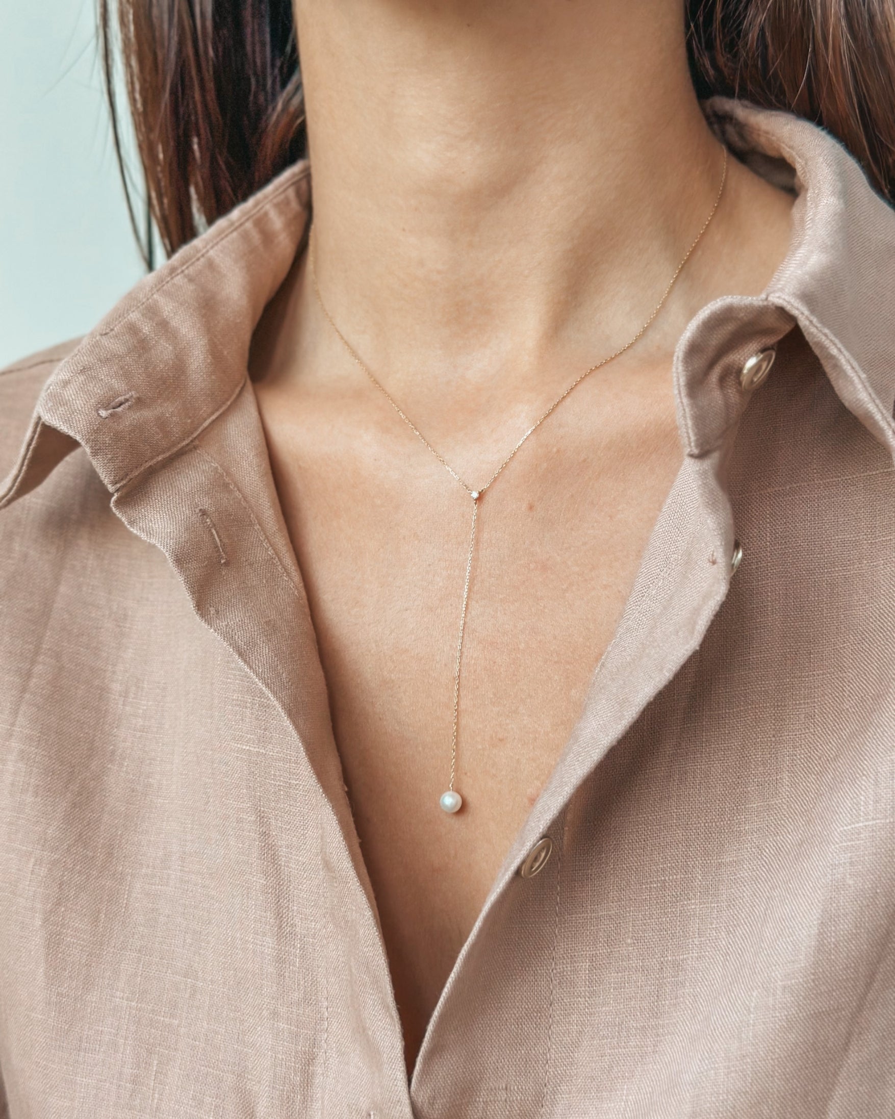 Colier din aur galben Yara - Perle Naturale, Diamante - Indira