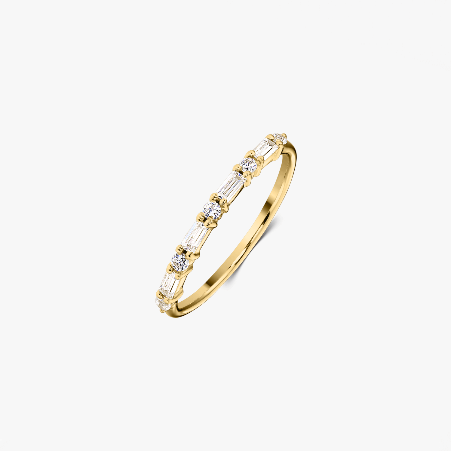 Srebrny pierścionek Golden Baguette - Cyrkonia - Indira